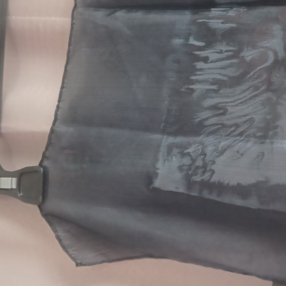 Trade Routes Silk Scarf Black Slate Blue Marble Tie Dye 16×53 - Picture 8 of 15